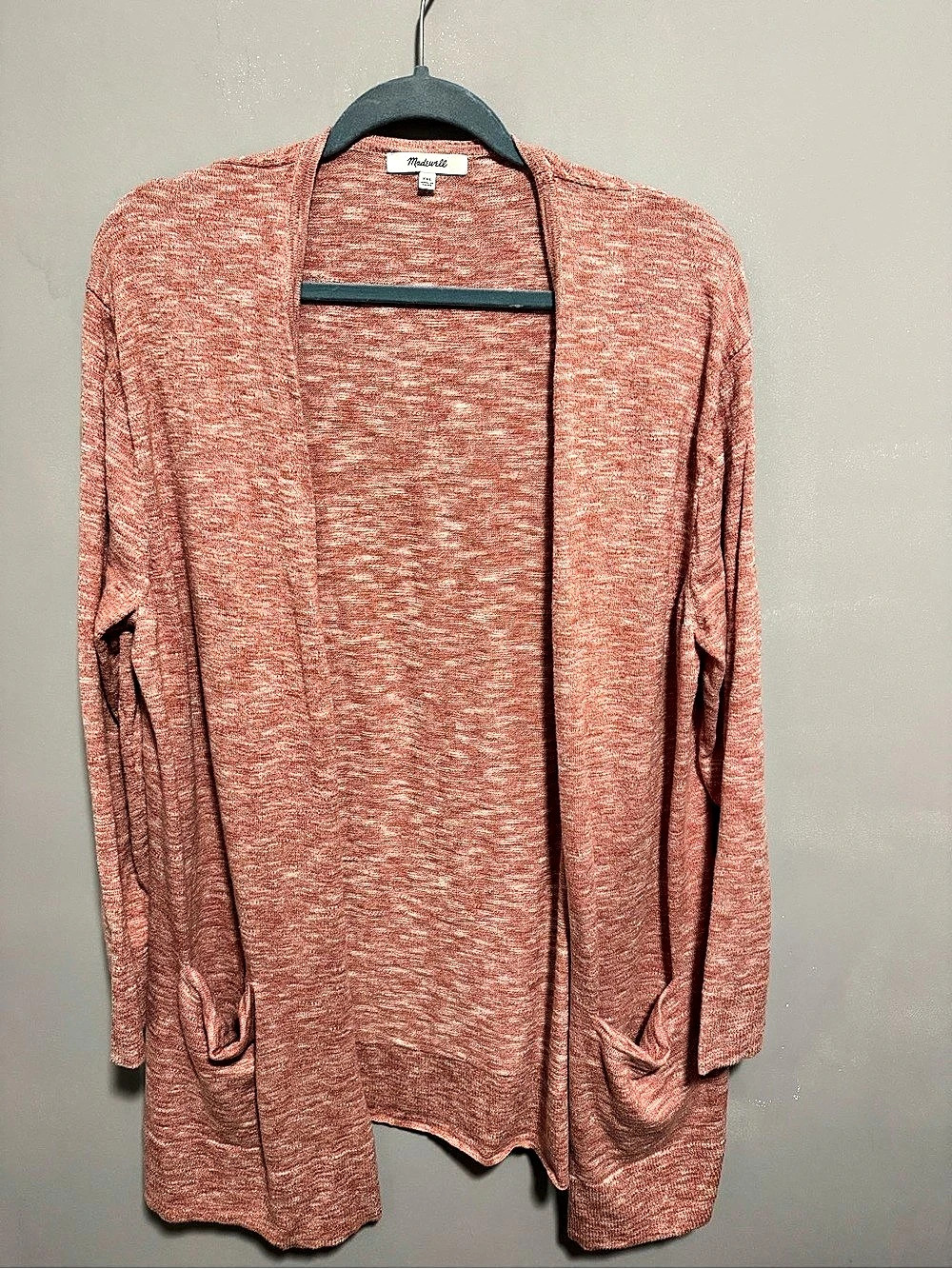 Madewell- Summer Ryder Open Front Long Sleeved Cardigan. Pink Size XXL